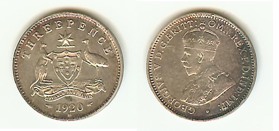 Australian 3 Pence 1920 aEF/gEF